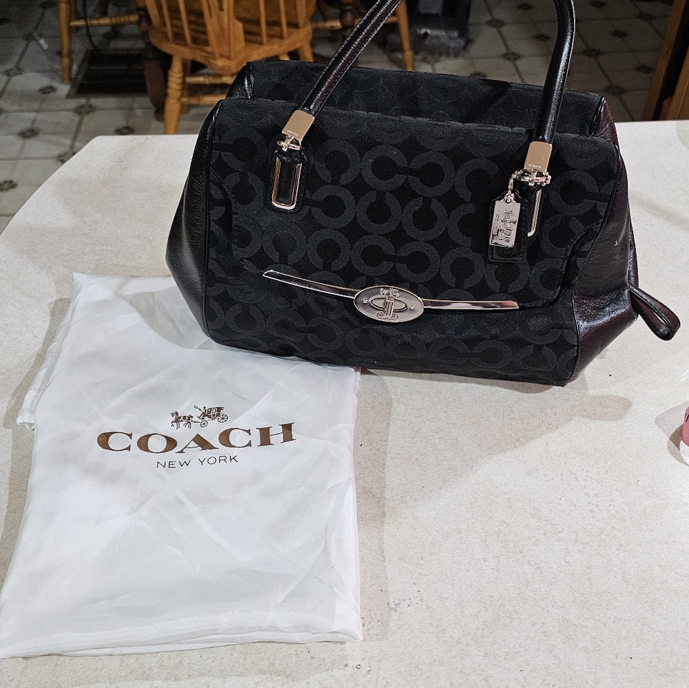 Coach Madison Black and Gray Women's Satchel